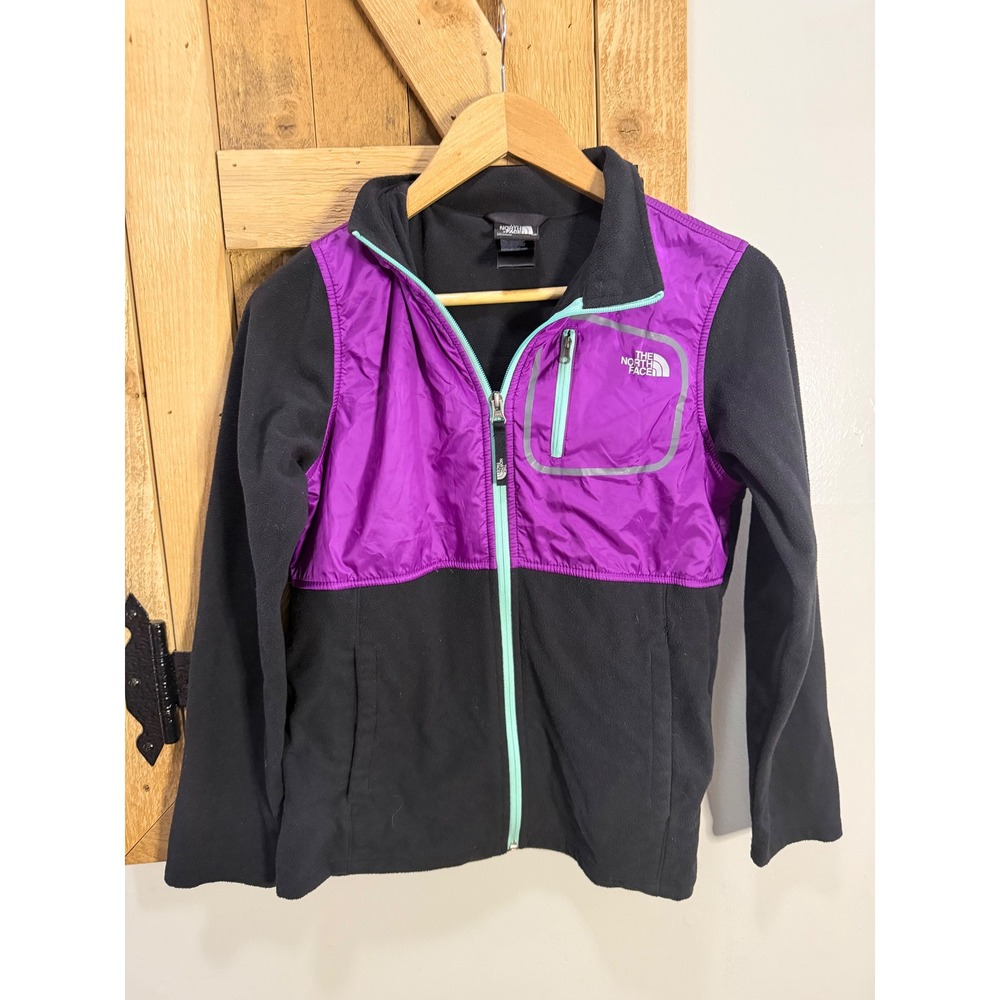 The North Face Girls Denali Fleece Jacket Purple Black Mint XL 18 Full Zip
